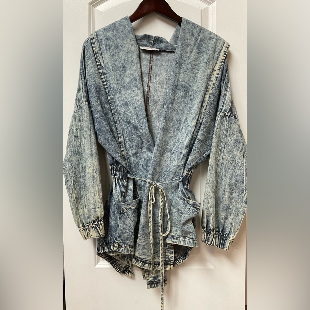 Vibrant M.I.U Denim Look Hooded Jacket